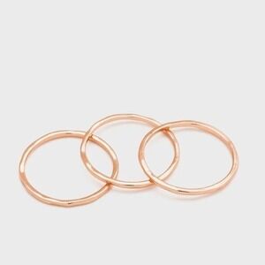 Gorjana New Size 6 Hammered G Ring Set of 3 18k Rose Gold Plated Brass